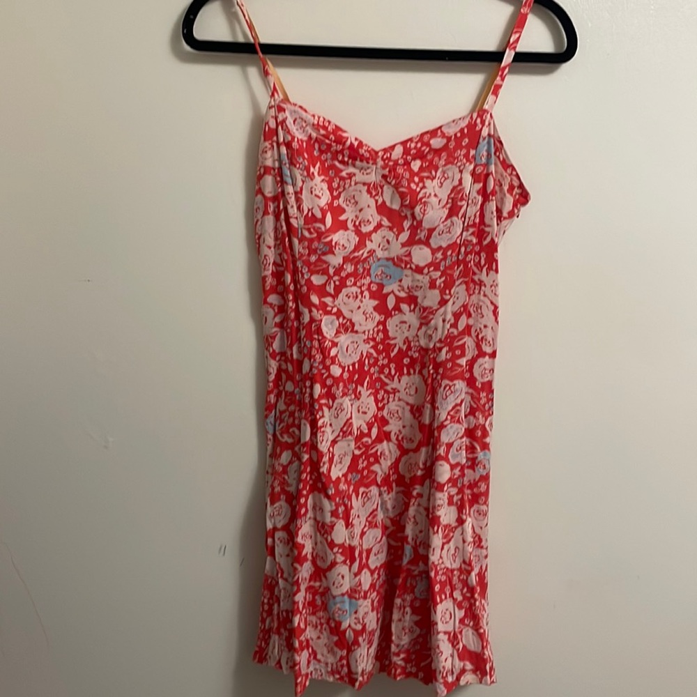 Free People sun dress orange Floral Twist Back Mini Dress size 8